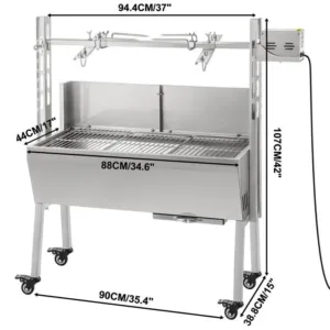 Barbecue à charbon - VEVOR - Tournebroche électrique en acier - 25W Grill Rotatif BBQ Inox