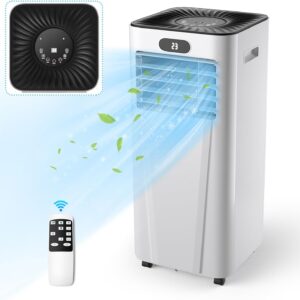 Climatiseur Mobile 9000BTU 2,6kW, Climatiseur 4 en 1 Fonction de Refroidissement, Déshumidification, Ventilation,