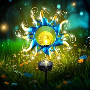 Lampe Solaire de Jardin, Statue Métal Lumière Solaire Exterieur