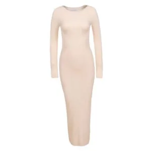 Robe Femme longue cintré col rond cream – L/XL