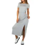 Robe-Femme-longue-echancree-grey