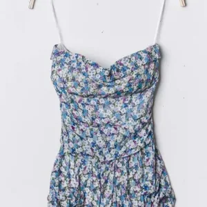 Robe bustier fleurie volant Couleur Bleu Taille Unique