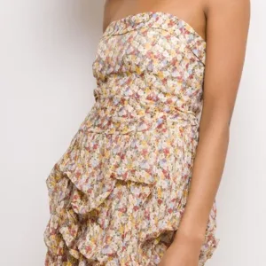 Robe bustier fleurie volant Couleur Jaune Taille Unique