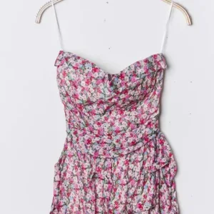 Robe bustier fleurie volant Couleur Rose Taille Unique