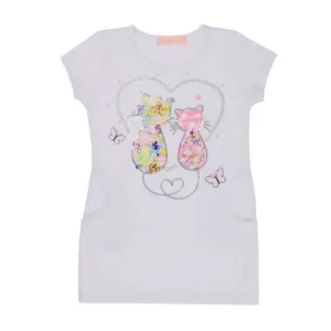 Robe enfant love cats blanc – 164