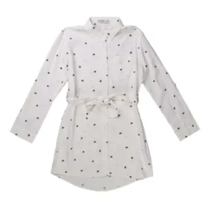 Robe enfant type chemise petit pois blanc – 128