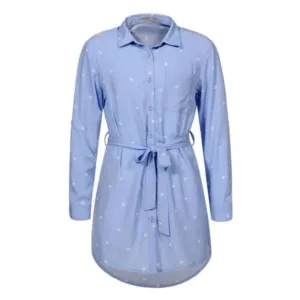 Robe enfant type chemise petit pois bleu – 164