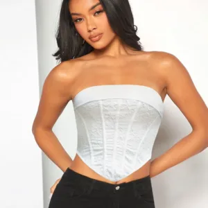 Top bandeau Shein BAE unicolore à ourlet bandana blanc