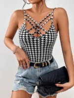 SHEIN-Unity-Top-fines-brides-pied-de-poule-croise-westock