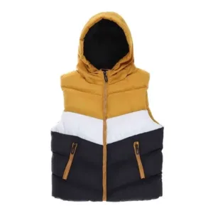 Veste Enfant doudoune sans manche capuche trio yellow