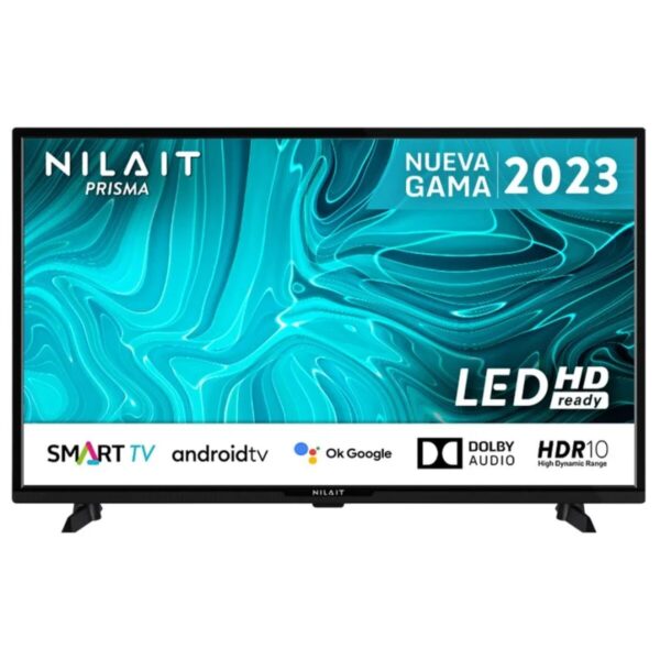 TV intelligente Nilait Prisma NI-32HB7001S 32" HD LED Écran : 32" (81,3 cm), HD 1366 x 768 px, 16:9 Technologie : LED, fréquence 60 Hz Connectivité : HDMI, VGA, RJ45, Jack 3.5 mm Récepteurs : DVB-T/T2/C Classe énergétique : E Design : Noir, VESA 7,5 x 7,5 cm Parfaite pour une utilisation quotidienne avec des performances fiables.