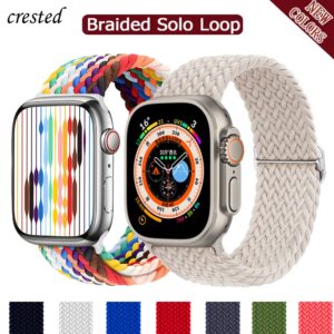 Bracelet Tressé Solo Loop pour Apple Watch Ultra Band, Bracelet en Nylon artificiel astique, iWatch Series 9, 8, 7, 3, SE, 40mm, 44mm, 41mm, 38mm, 49mm, 45mm