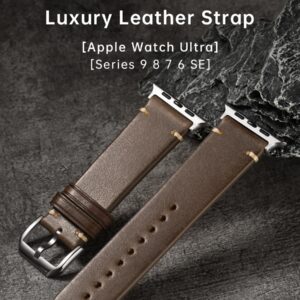 Bracelet en cuir de luxe pour Apple Watch, Ultra 49mm, Série 9, 8, 7, 6, SE, 45mm, 44mm, 41mm, 40mm, Accessoires Bracelets de montre