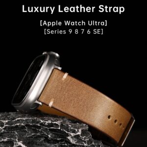 Bracelet en cuir de luxe pour Apple Watch, Ultra 49mm, Série 9, 8, 7, 6, SE, 45mm, 44mm, 41mm, 40mm, Accessoires Bracelets de montre