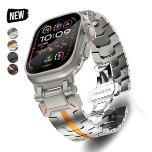 Bracelet en Acier Inoxydable pour Apple Watch Ultra, Bracelet à Boucle D.lique pour iWatch, Série Ultra 2, 9, 8, 7, 6, 3, 5, 4, SE, 49mm, 45mm, 42mm, 44mm
