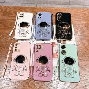 Étui de placage de support d'astronome Reno10pro pour Oppo, Reno 10 Pro, 5, 6, 7 Lite, A54, A58, A78, A74, A94, A55, housse en silicone Alanyard, 4g, 5g