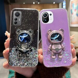 Coque en silicone avec support pour Xiaomi, support Quicksand Astronsomer, Xiaomi Mi 11 Lite, 5G, Ne 13, 12, 10t, 11t, 12t, Pro 13lite, 10, 11i, ATA 11Lite