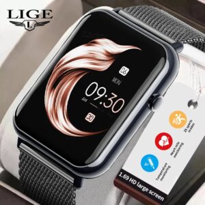 Lige-Montre connectée de sport pour hommes et femmes, température Linge, fitness, appel Bluetooth, mode, nouveau, 2023