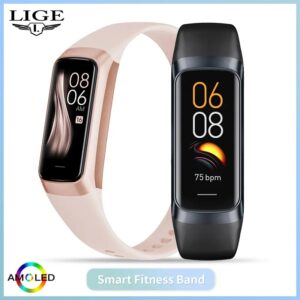 LIGE-Montre connectée Amoled pour hommes et femmes, smartwatch, moniteur de fréquence cardiaque et d'activité physique, étanche, 2023