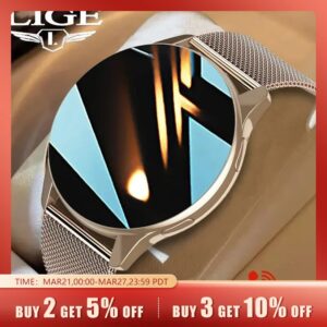 LIGE-Montre connectée étanche IP67 pour hommes et femmes, moniteur de fréquence cardiaque et de pression artérielle, appel Bluetooth