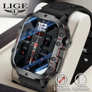 LIGE-Montre intelligente de sport étanche pour homme, appel Bluetooth, voix AI, Android, Xiaomi, IOS, extérieur, écran 2.01 ", 3AT