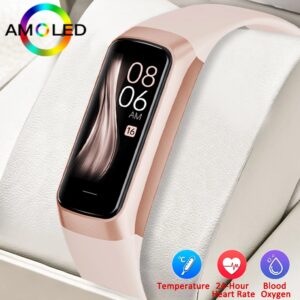LIGE AMOLED-Montre Connectée avec Écran HD pour Femme, Accessoire de dehors, Fitness Tracker, Bracelet, Rose