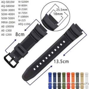 Bracelet de montre en caoutchouc de silicone pour homme, bracelet de remplacement, accessoires de bracelet, 18mm, CASIO Gland 1200, 1300, 1000 W-219