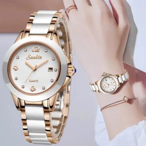 Mode Femmes Montre Rose Or Dames Bracelet Montres Fille Reloj Mujer 2023 Nouvelle Montre Créative Étanche Date Horloge Femme