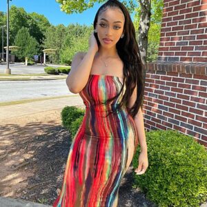 Robe de Poitrine Enveloppée à Imprimé Coloré pour Femme, Printemps/Été