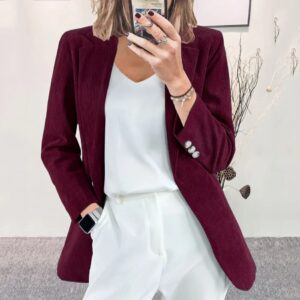 Veste en velours côtelé coupe couvertes pour femme, cardigan décontracté, tempérament transfrontalier, européen et américain, monochrome, nouveau