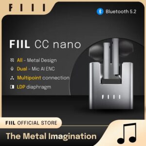 FICanon-Écouteurs sans fil Bluetooth 5.2, version anglaise, design métallique, écouteurs Hi-Fi, ENC TWS