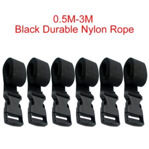 Sangle de ceinture à cils en nylon durable pour bagages, kits de voyage avec structure à came, outil de camping en plein air, noir