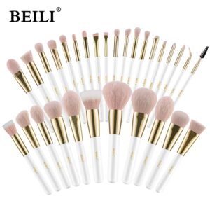 BEILI – ensemble de pinceaux de maquillage synthétiques, couleur or blanc, pour fond de teint professionnel, poudre de fard à paupières, rose, haute qualité