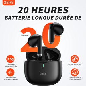 ecouteur bluetooth sans fil, QERE E28, TWS Bluetooth 5.3, microphone HD, écouteurs HIFI, pilote 13mm, écouteurs de jeu, nouveau