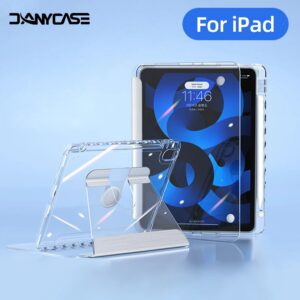 Étui pour tablette transparent avec rotation à 360 °, étui pour iPad Air 4/5 10.9, iPad 10th 10.9 7/8/9th 10.2 5/6th 9.7 Pro 11 12.9 Mini 6 Cover