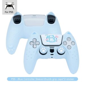GeekShare-Juste en silicone Kawaii pour manette PS5, étui rose, capuchons de pouce pour manettes Sony PlayStation 5, accessoires - For PS5 blue, CHINA
