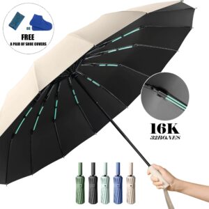 Grand Parapluie à Double Os pour Homme et Femme, Coupe-Vent, Compact, existent, Business, Luxe, Soleil, Pluie, Voyage, 16K