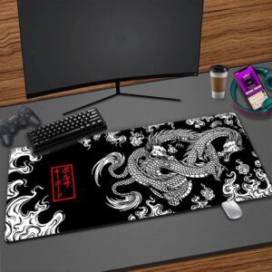 Tapis de souris de jeu Dragon japonais, grand, clavier média, tapis de souris de jeu sur la table, polymères de bureau de vitesse, Anime, 900x400, 700x300