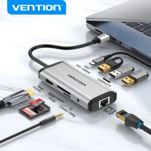 Vention-HUB USB 3.0 Type C vers Station S6 HDMI RJ45 4K, Accessoires pour MacPlePro Air, Mathiateur USB Type C 3.1
