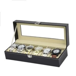 Boîte de rangement en cuir PU pour montres, présentoir à montres, support à bijoux, accessoires de montre, 6 emplacements