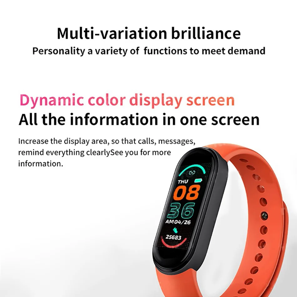 Montre connectée M6 pour hommes et femmes, bracelet de sport multifonction étanche, moniteur de fréquence cardiaque et de pression artérielle