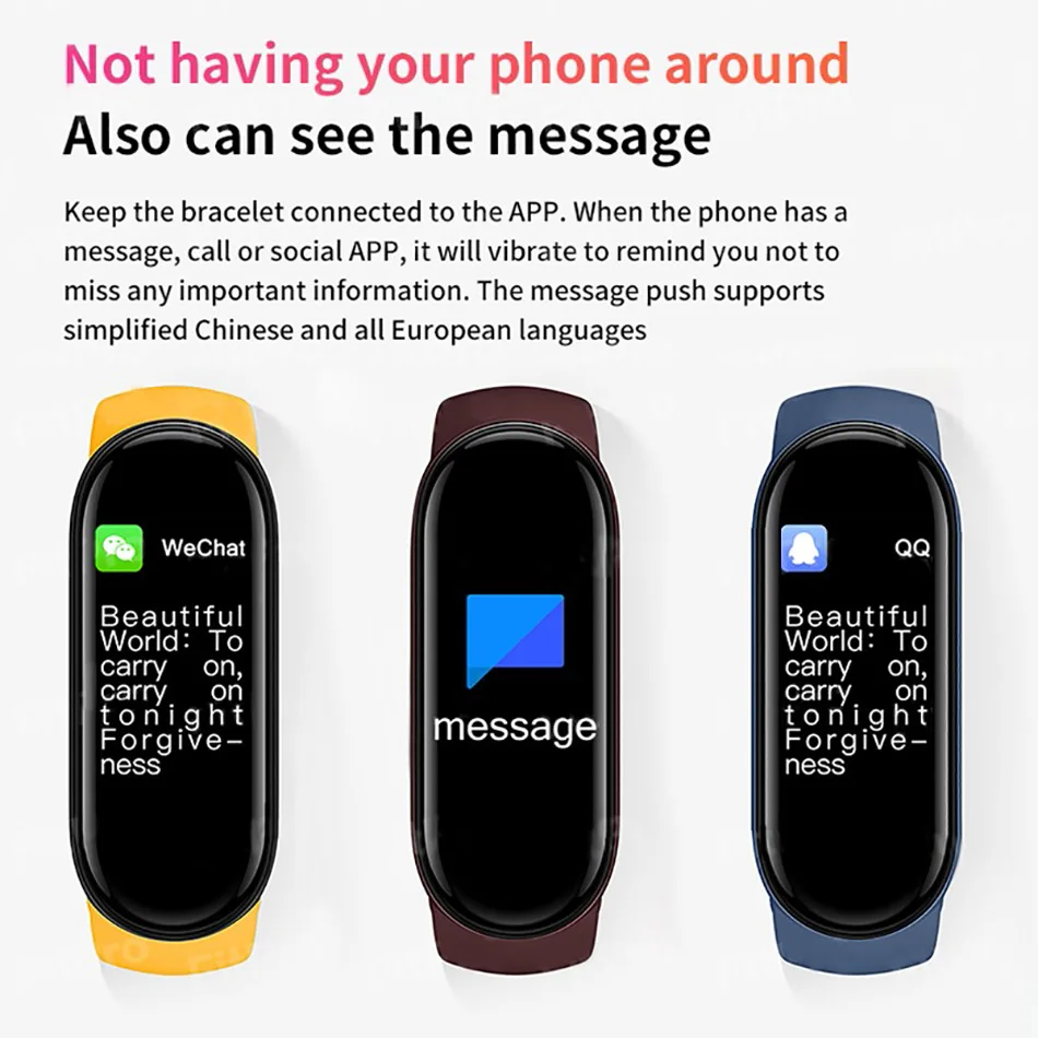 Montre connectée M6 pour hommes et femmes, bracelet de sport multifonction étanche, moniteur de fréquence cardiaque et de pression artérielle