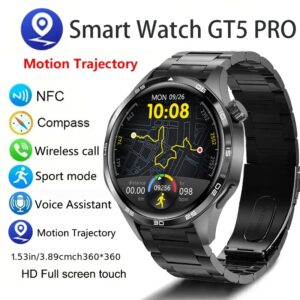 GT5 PRO montre intelligente hommes montre 5 Pro AMOLED HD écran Bluetooth appel GPS trajetie NFC fréquence cardiaque boussole SmartWatches 2024 nouveau