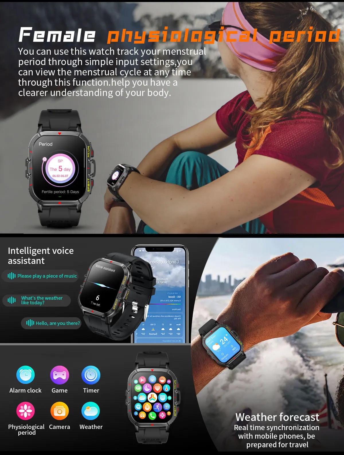 LIGE-Montre intelligente étanche pour homme, mode touriste, bracelet de sport en plein air, appel Bluetooth, musique, allergique, Android, IOS, boîte, 5.2