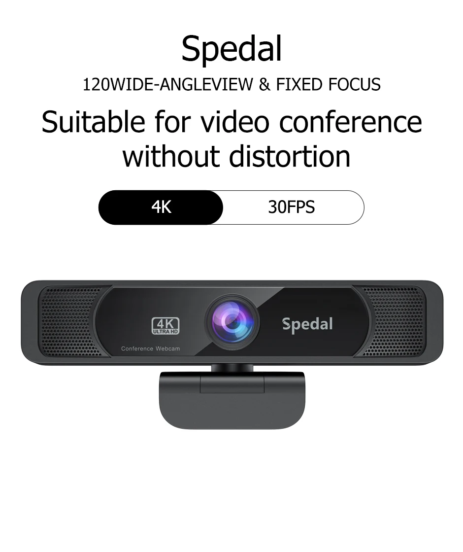 Spedal 931 HD 4K 30Fps 120 Grand Angle Webcam Avec Microphone Télécommande Streaming PC Conférence Windows Mac Linux