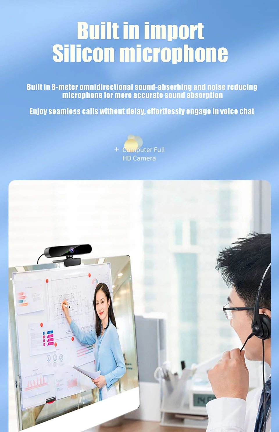 Webcams 4K USB caméra Web avec Microphone Autofocus 2K caméra PC ordinateur portable Streaming en direct 1080P Webcam pour les appels vidéo