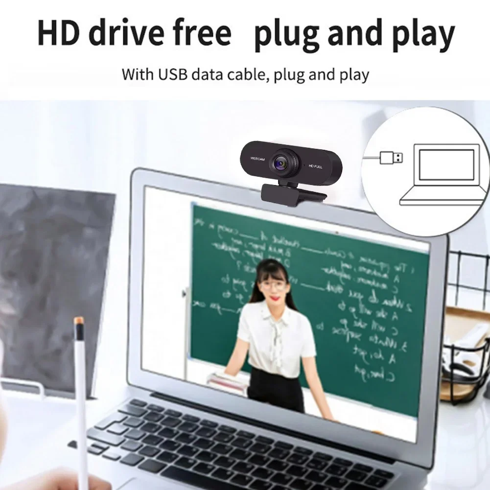 Micro webcam 4K pour ordinateur, mini webcam pour PC, diffusion en direct, caméra Web FHD 1080P pour réunion de travail avec microphone