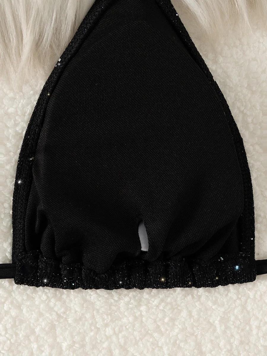 Brillant scintillant licou à bretelles Bikini 2025 coupe haute Bikinis femme maillot de bain femmes maillots de bain deux pièces Bikini ensemble maillot de bain