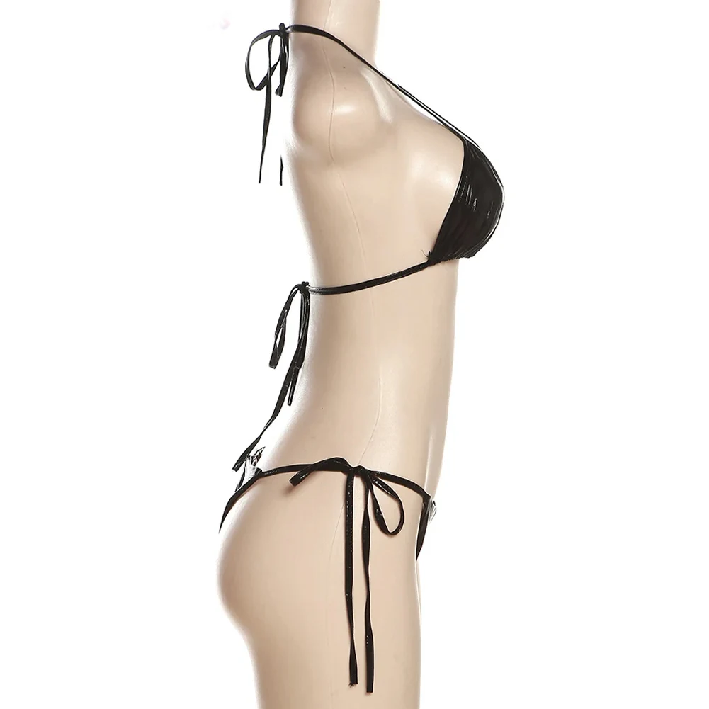 Maillots de bain de plage pour femmes, mini bikini, ensemble 2 pièces, sexy, soutien-gorge à licou, slip, taille basse, brésilien, été