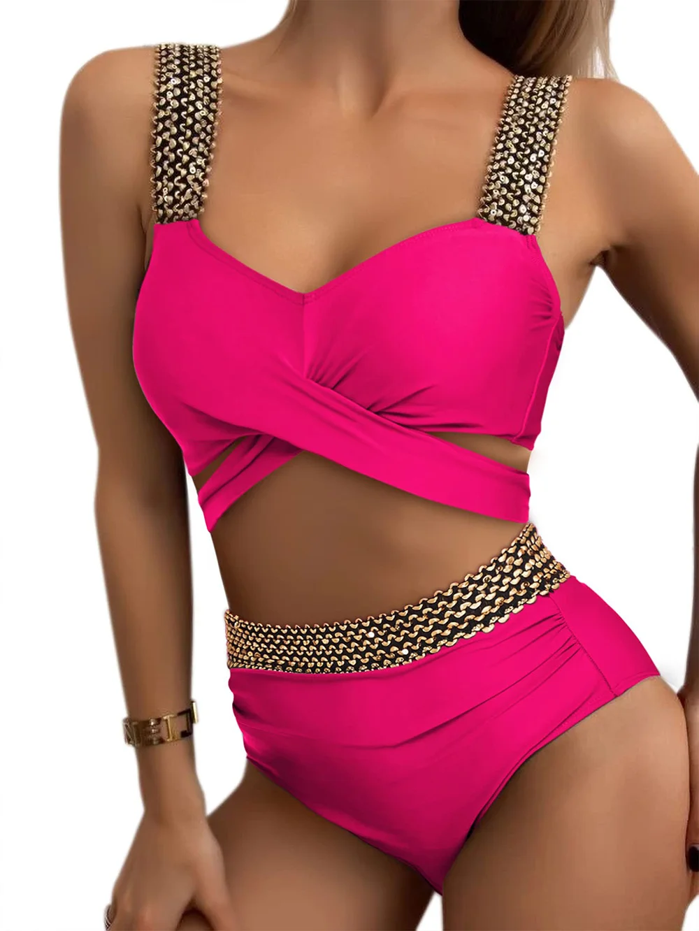 Maillot de bain deux pièces pour femmes, sexy, triangle, croisé, ensemble bikini, tanga, vêtements de plage, nouvelle collection 2023